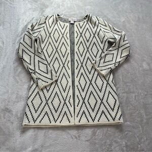 Oliver by Esco Anthorpologie Black White Diamond Knit Cardigan Sweater Size S